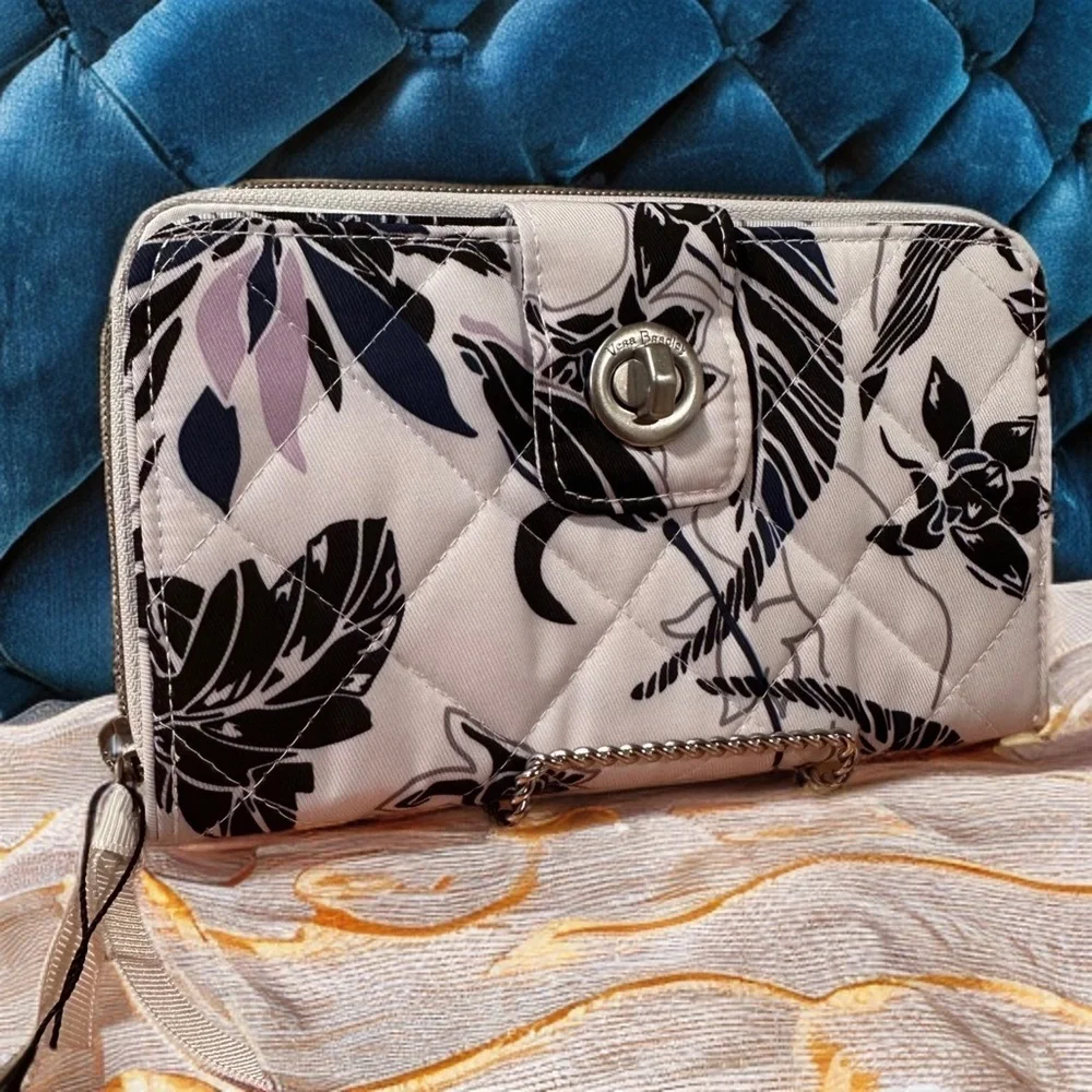 Vera Bradley RFID Turnlock & Zip Wallet - Twilight Garden Performance Twill NWT